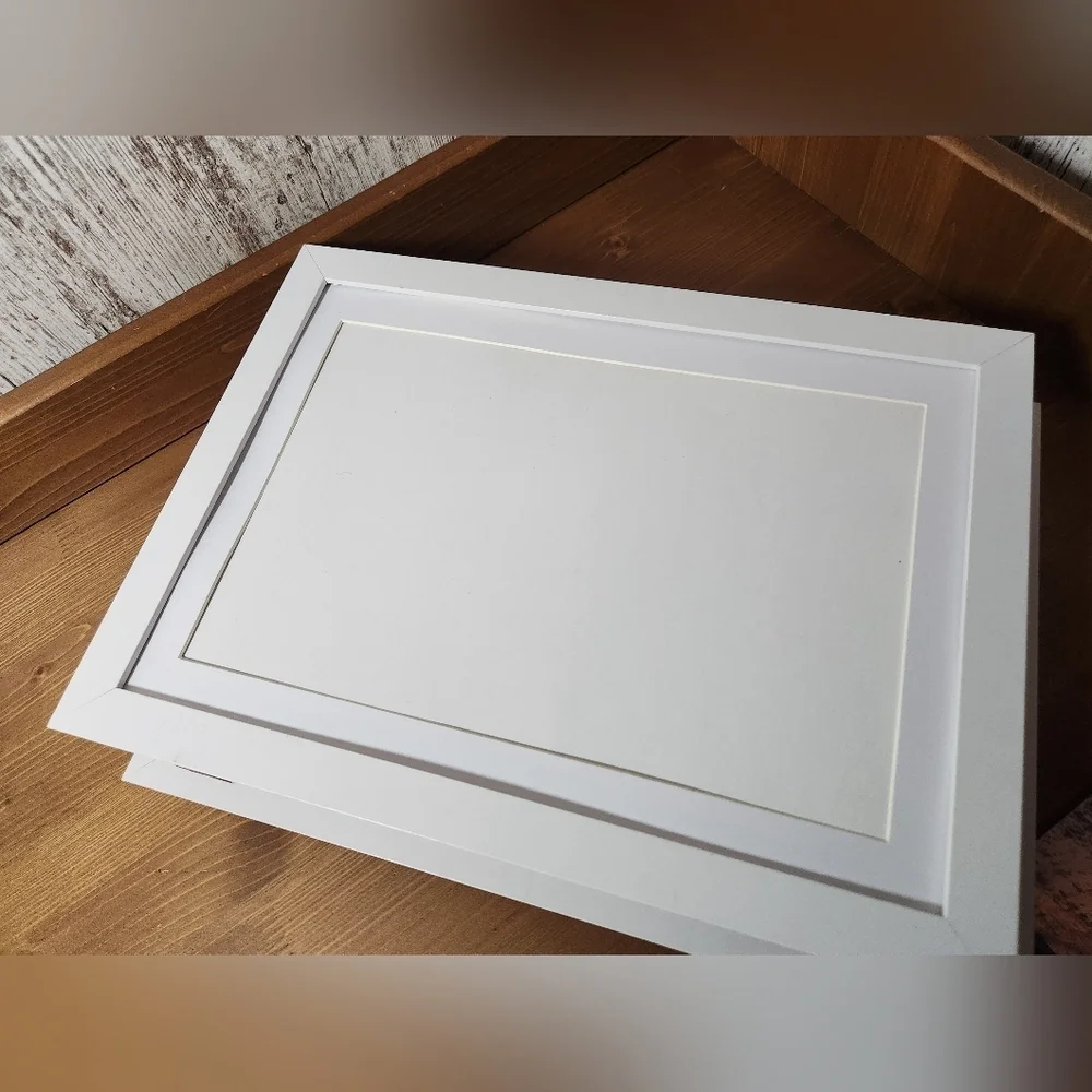 Set of Art Frame Hinged Front Opening Magnetic Closure Storage Compartment White